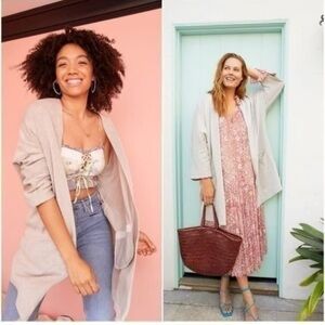 Donni Anthropologie ribbed striped open cardigan gray one size loose fit